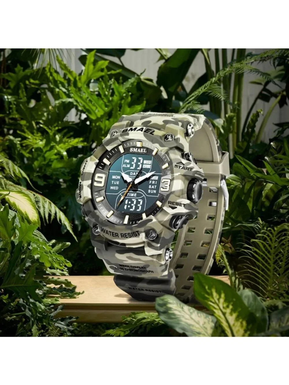 Men's Tactical Analog Digital Sport Watch - 50M Waterproof Outdoor LED Timepiece